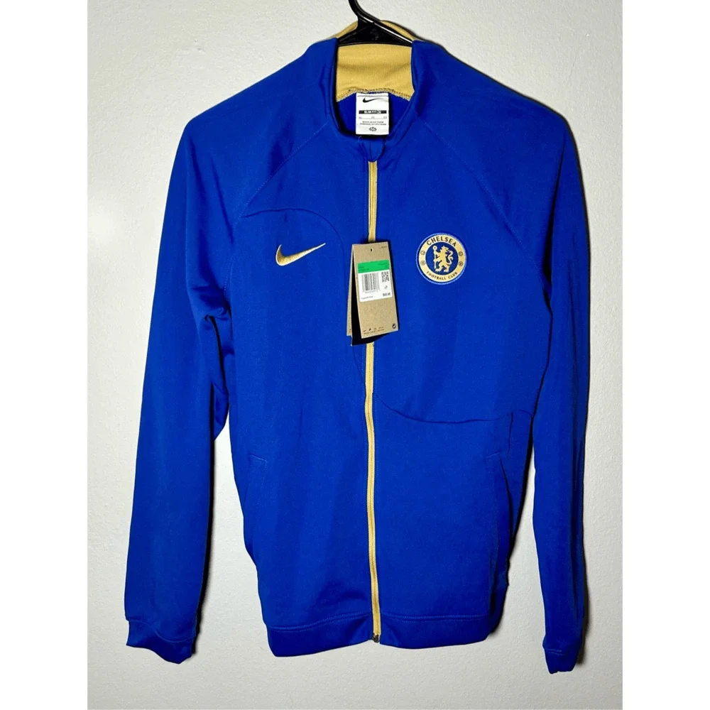 NWT Nike Boys Chelsea EPL Blue Full Zip Slim Fit Pitch Sideline Jacket Sz XL